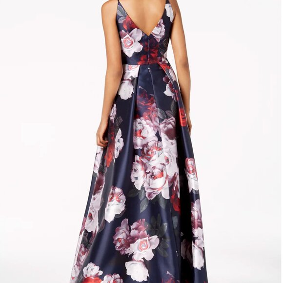 NWT Calvin Klein Floral-Print Plunge Gown - Size 8 - Picture 2 of 8